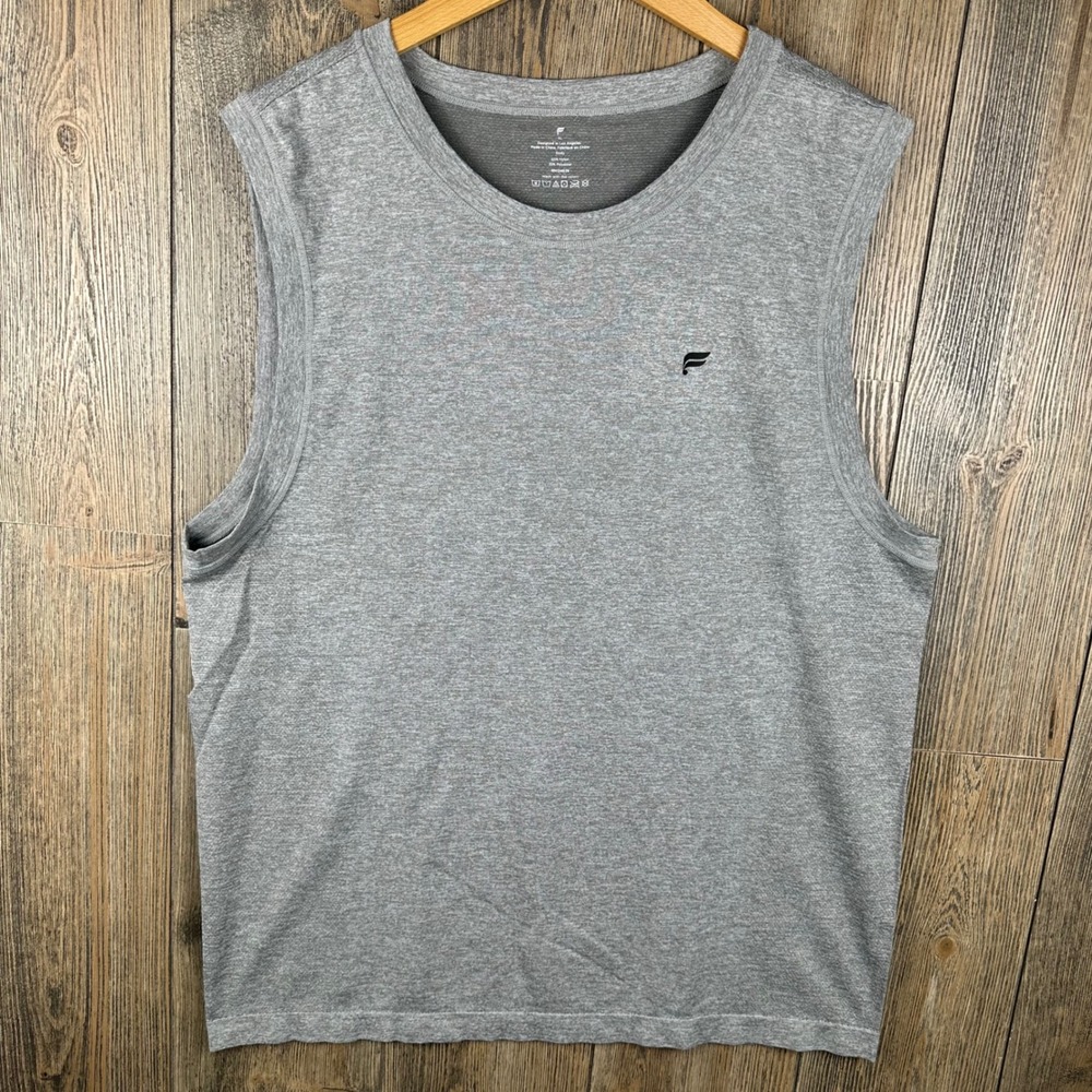 Fabletics Mens Gray Sleeveless Performance Muscle Tank Top XL Gym Training